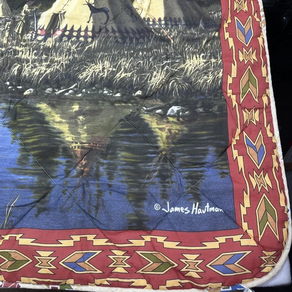 James Hautman Western Quilt Wall Hanging Nonstandard Multicolor Horses Native